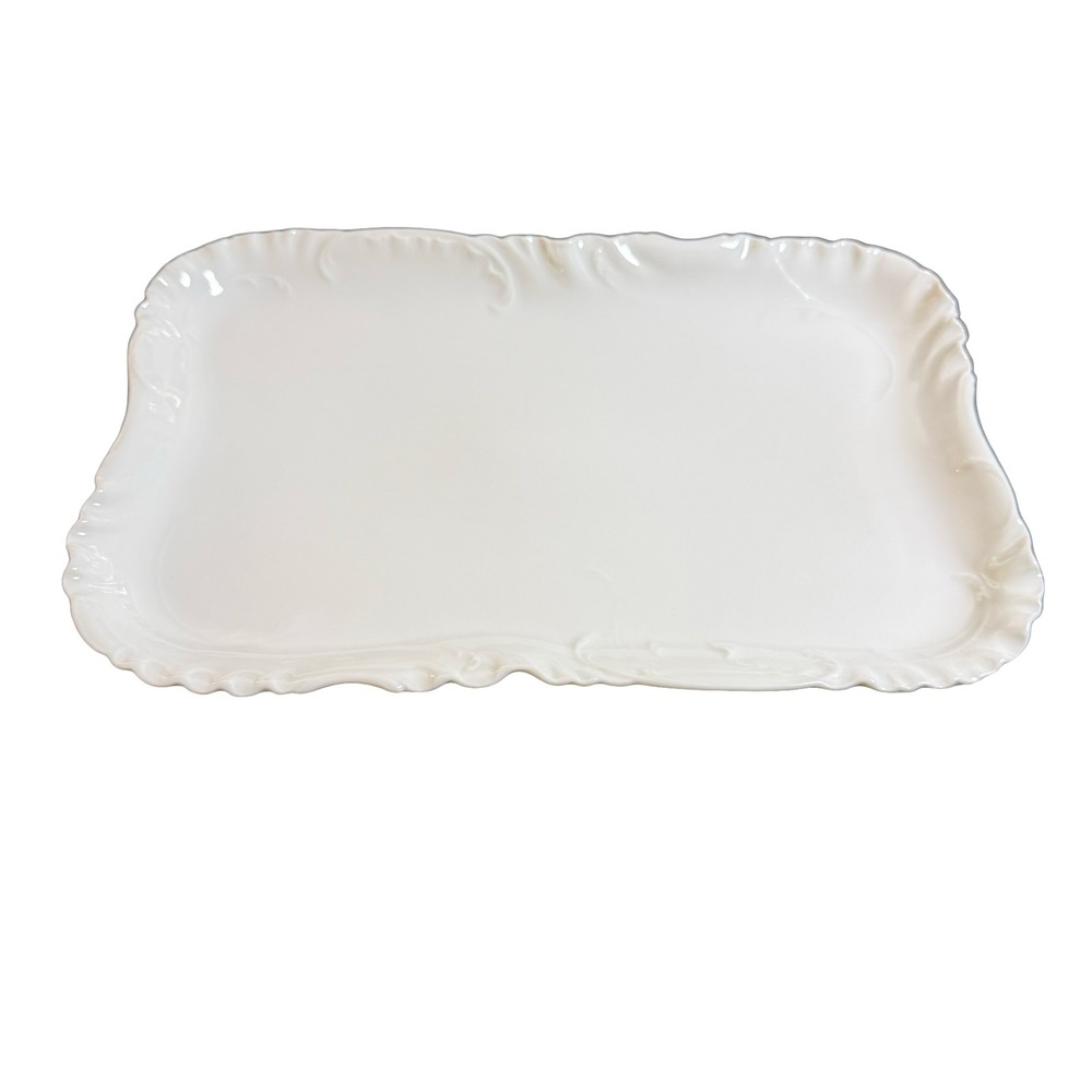 Haviland & Co Limoges Serving Tray White Rectangular Scalloped Edge Antique READ